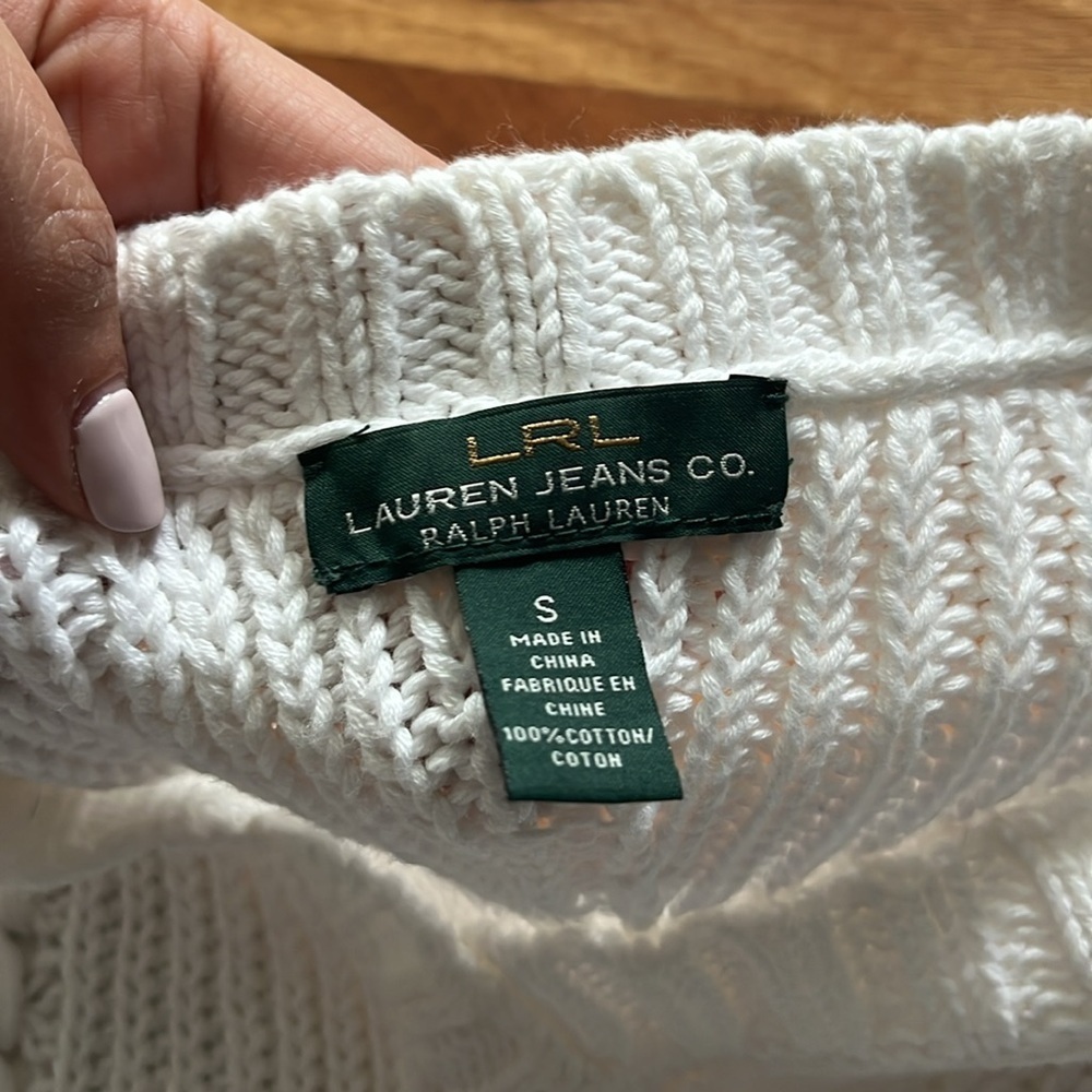 LAUREN RALPH LAUREN white fringe sleeveless sweater size small - Picture 2 of 3